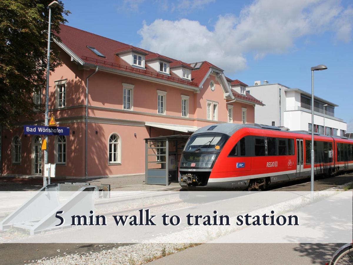 Sehr gemütliche Ferienwohnung in bester Lage mit großem Sonnenbalkon l Innenstadtnähe l 1 Minute zum Bahnhof l Küche l TV l Free-WLAN l Willkommen im Hallo!-Apartment 8 Bad Wörishofen Exterior foto